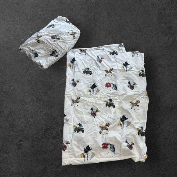 Pottery Barn Kids Batman & Robin Twin Sheet Set Multicolor Superhero - Picture 1 of 6